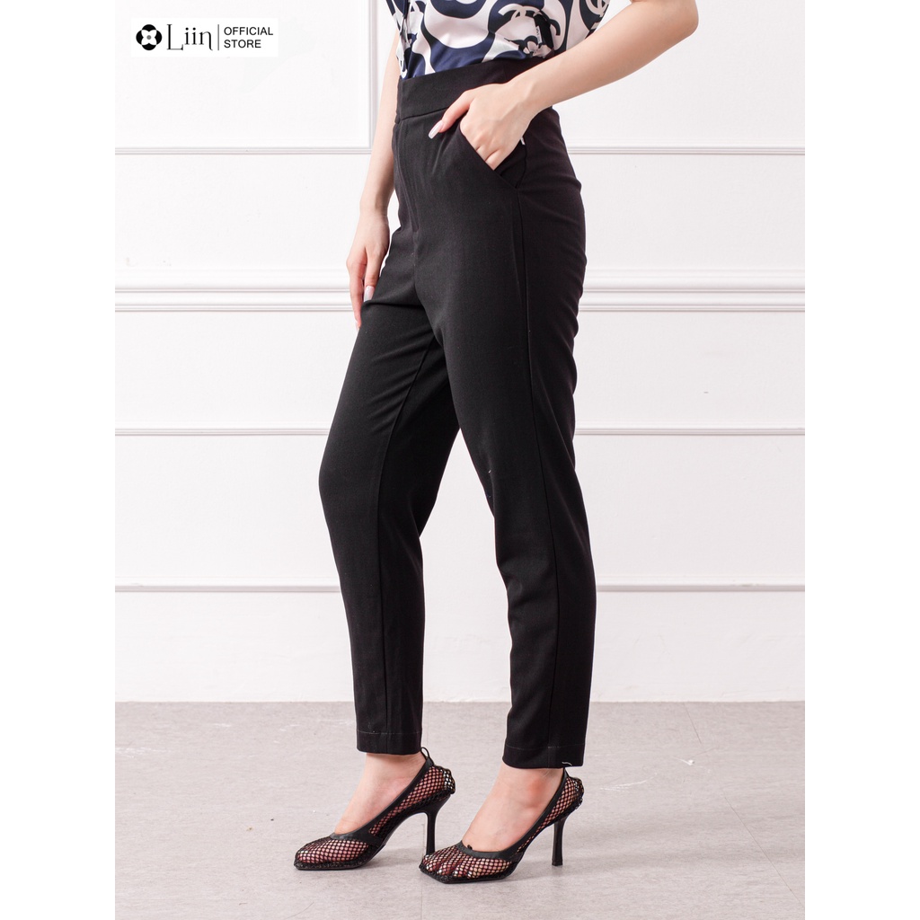 Quần baggy nữ form công sở Côn Đen thiết Đai Lệch thời thượng Liin Clothing Q3394
