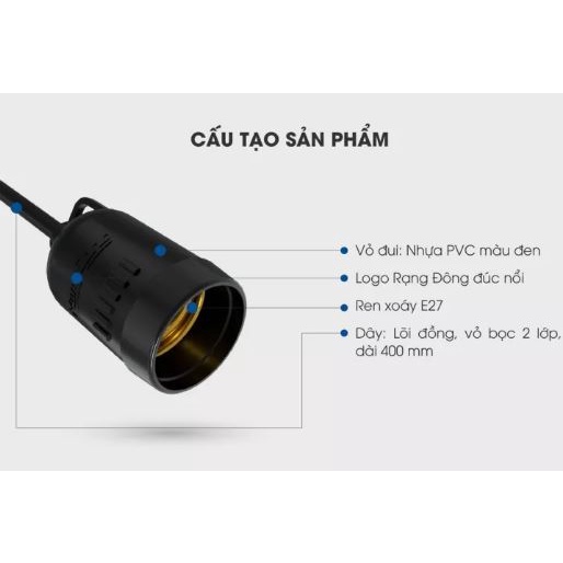 Đui đèn treo chống nước chính hãng rạng đông E27