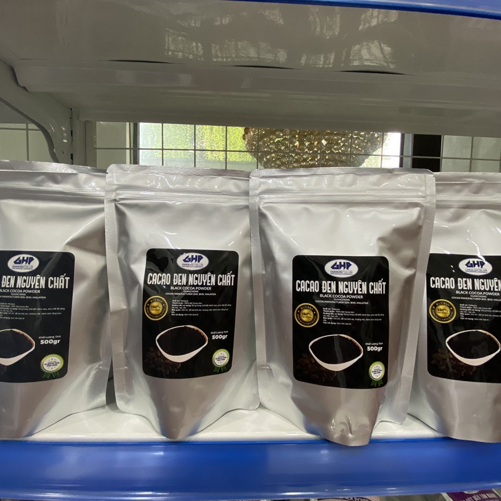 Cacao đen nguyên chất nhập khẩu Malaysia gói 500gram, bột ca cao màu đen Malaysia