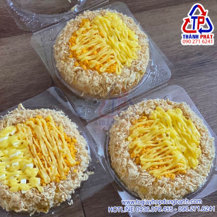 50 Hộp nhựa nắp gập H26 đựng bánh bông lan trứng muối 16cm