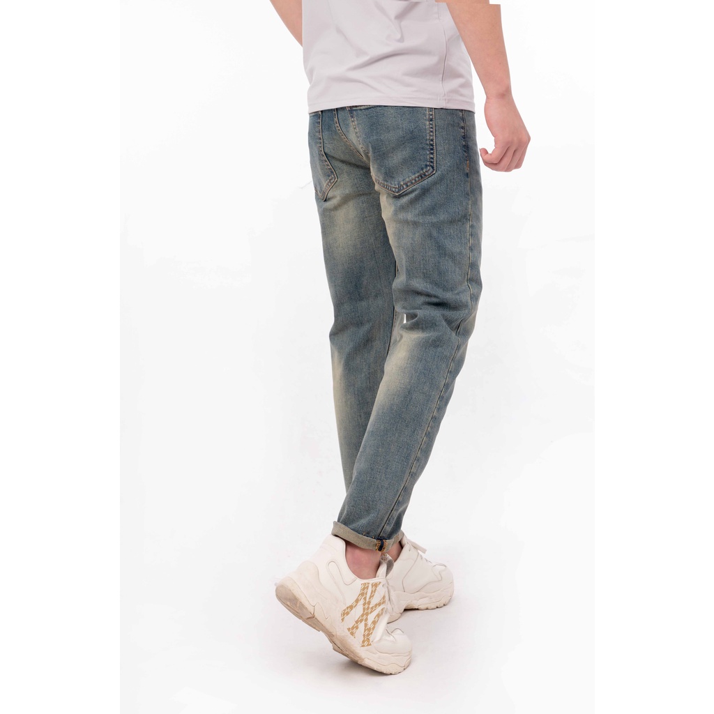 Quần jeans nam xanh  mài dáng dài cao cấp - VNLINE