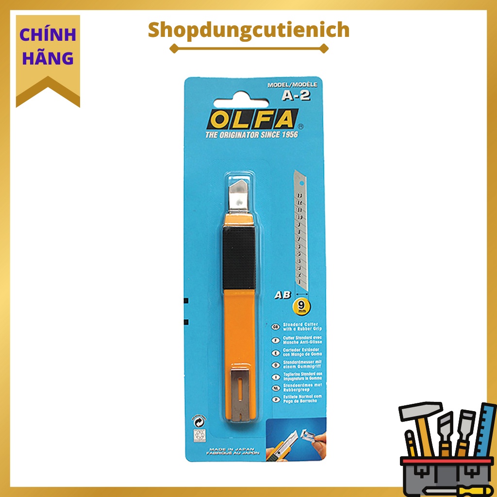 Dao Rọc Cắt Bao Bì, Vinyl, Bìa Cứng OLFA A-2 Kèm 5 lưỡi dao