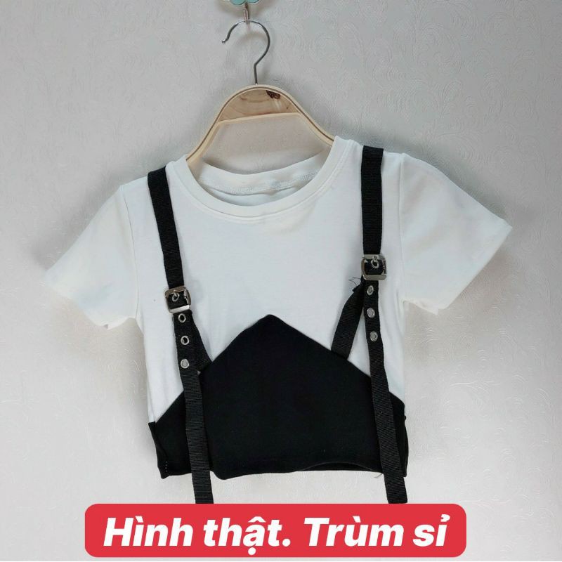 Áo croptop phối dây nịt hot trend. | BigBuy360 - bigbuy360.vn