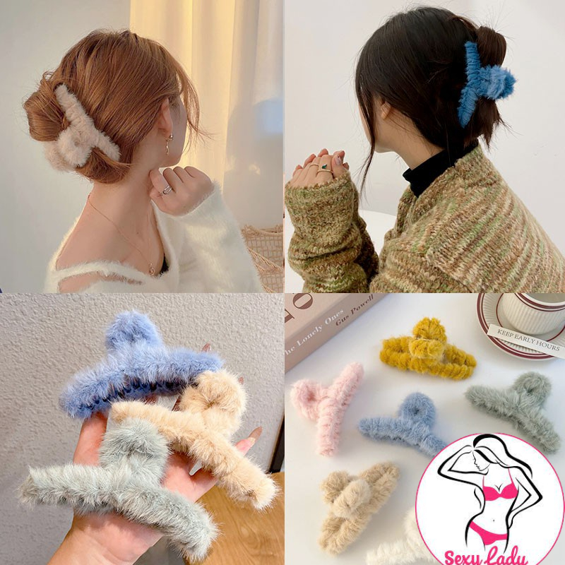 Kẹp Tóc Hình Thỏ Bằng Lông Nhung Dễ Thương Xinh Xắn Phong Cách Hàn Quốc Cho Nữ lông thỏ