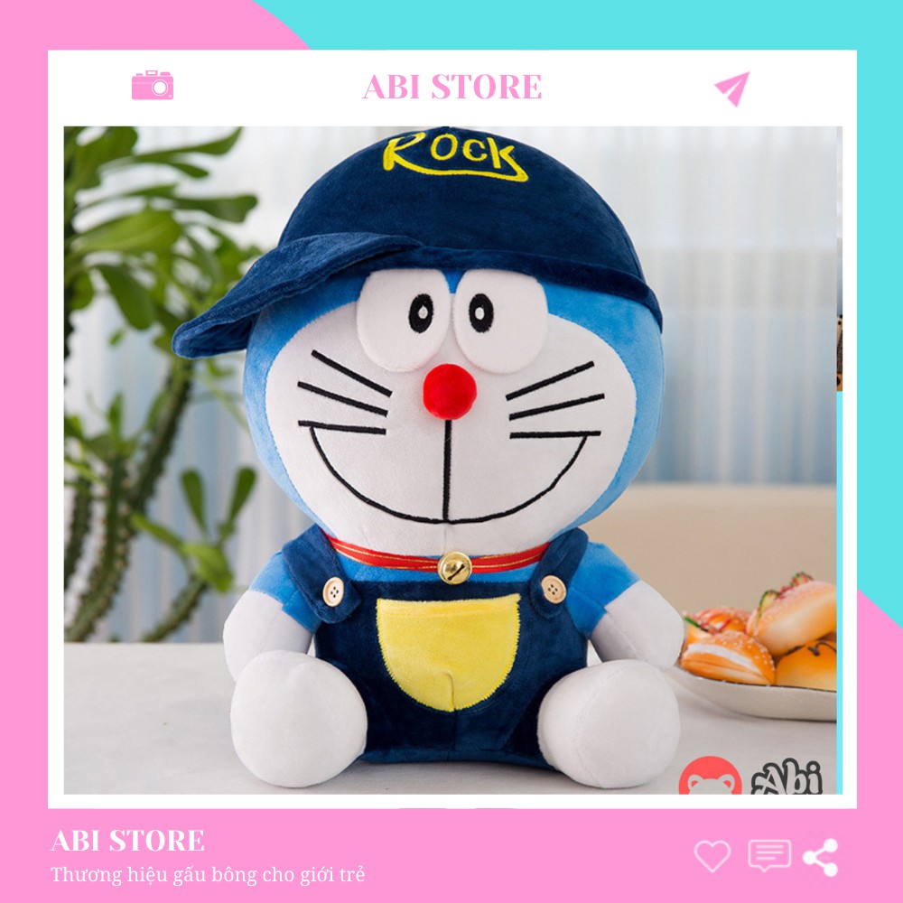 Gấu bông Doraemon đội mũ chất liệu vải nhung Hàn Quốc đáng yêu ngộ nghĩnh