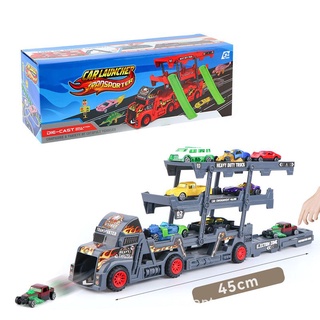 Đồ chơi xe container 3 tầng chở xe con