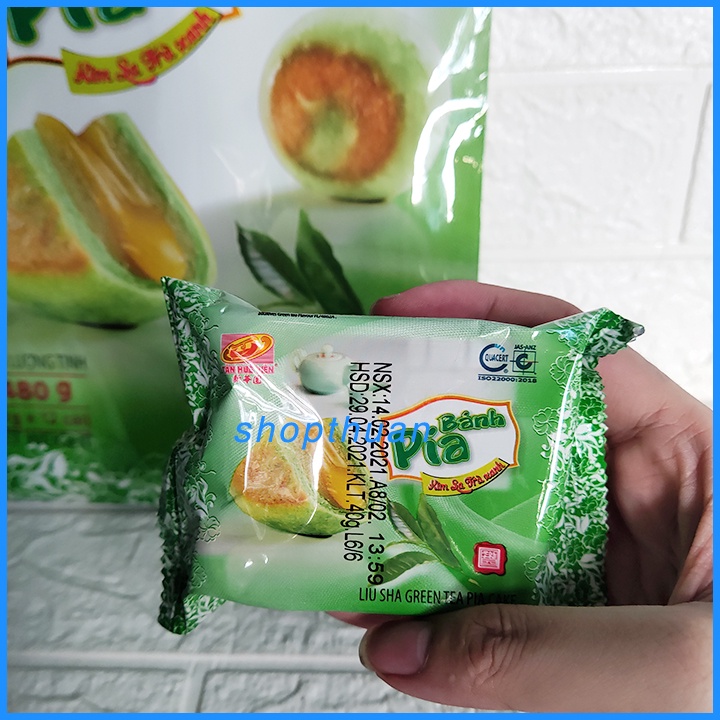 Bánh pía kim sa trà xanh Tân Huê Viên 480g ( 12 cái x 40 gr )