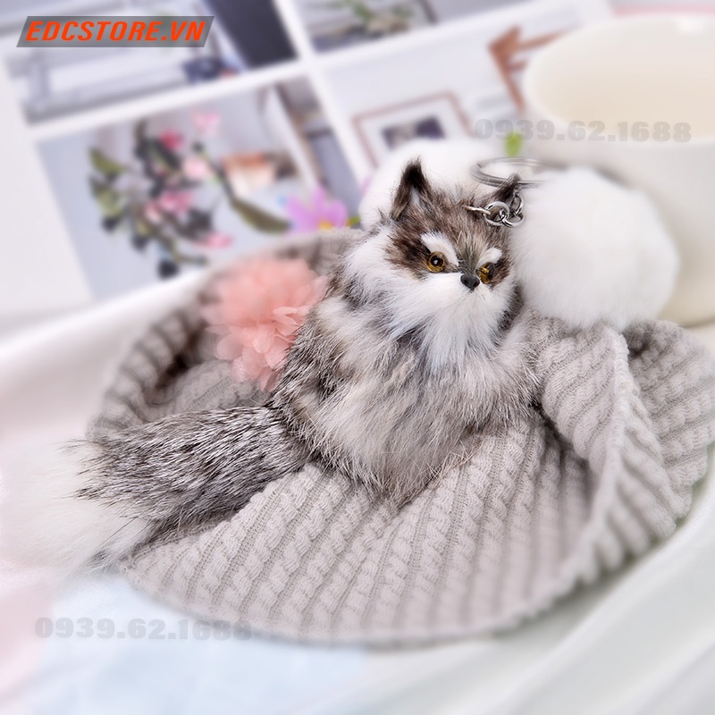 Móc khóa chú cáo siêu đẹp, lông bao mượt thích hợp túi sách và móc khóa ô tô 😎
