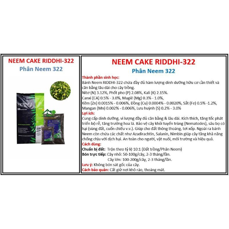 phân Neem nhập khẩu Ấn Độ (túi chiết 1kg)