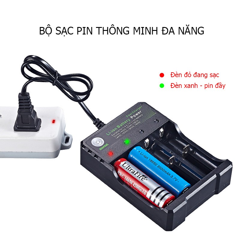 [Cao cấp] Sạc Pin Tự ngắt tốc độ cao và có đèn báo khi đầy BMAX BH-18650-04U cho pin 18650 - Loại phích cắm điện 220V