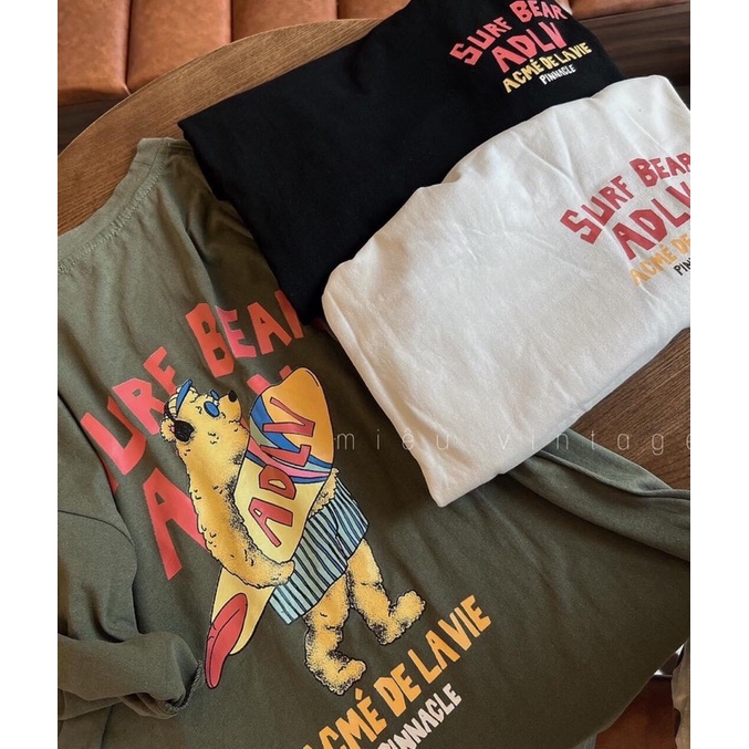 [XẢ KHO] Áo Thun Unisex Freesize Uzzang Nam Nữ, Phông Form Rộng Hình Gấu A.D.L.V(Hàng Sẵn, Ảnh Thật)