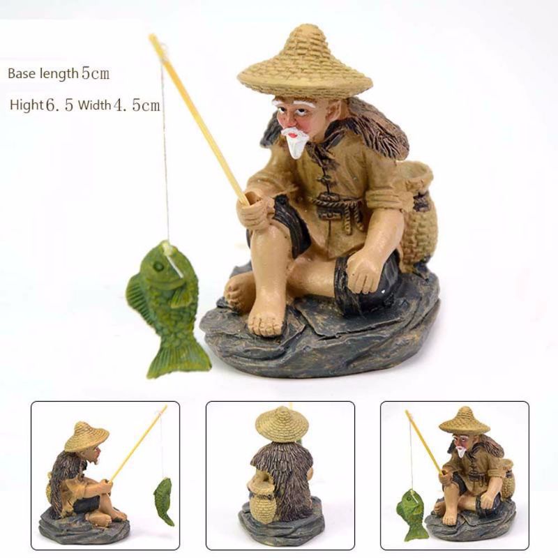 Mô hình ông lão câu cá trang trí non bộ,bể cá