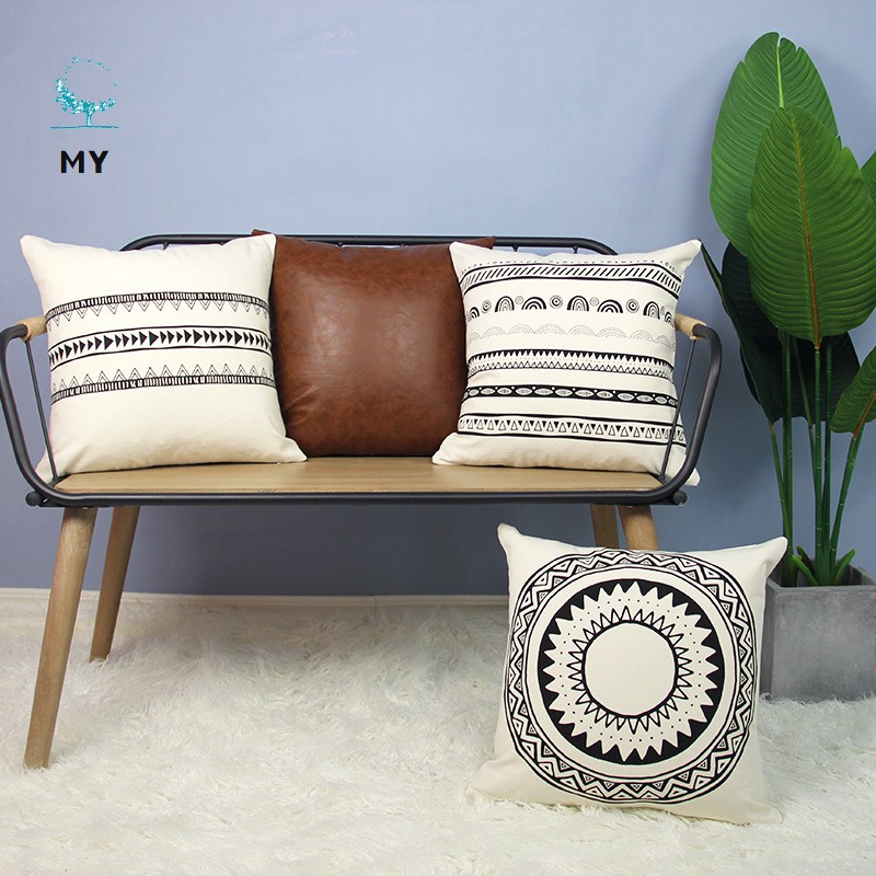 Vỏ gối sofa vải cotton in hoạ tiết Moroccan