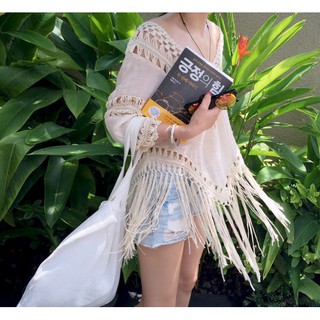 CÓ SẴN kimono áo lưới nữ tua rua