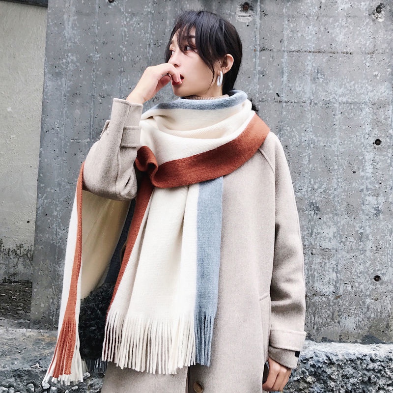 Khăn quàng cổ len nữ cashmere mùa đông Dày Mịn Hàng Quảng Châu phong cách thời trang Siêu Đẹp V-10