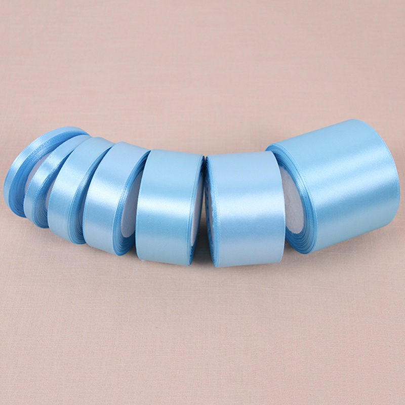 [newnorthcast 0611] Sky Blue 25 Yards Silk Satin Ribbon Wedding Party Decoration Gift Wrapping Christmas New Year Apparel Sewing Fabric DIY