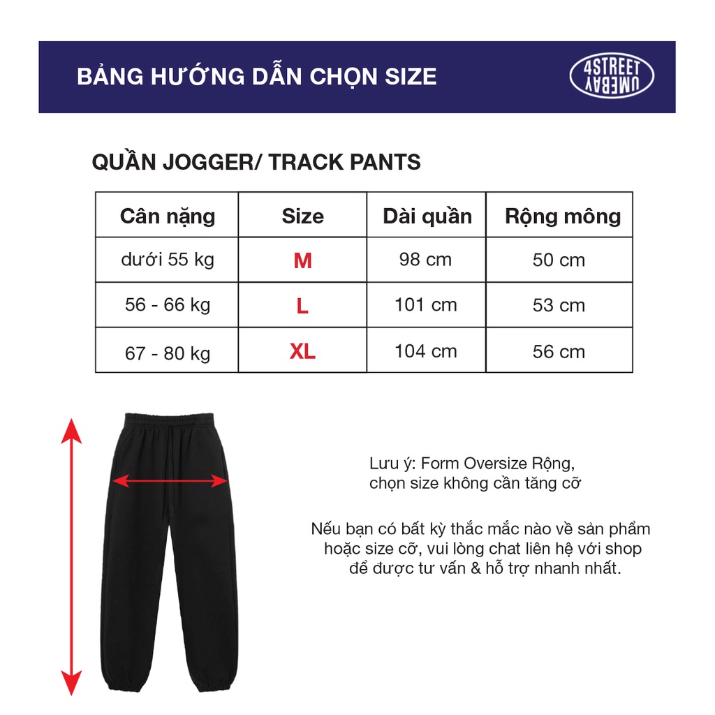 Quần ống suông track pants 4Street by Umebay cạp chun, vải da cá 100%Cotton 350gsm 4ST-TR03