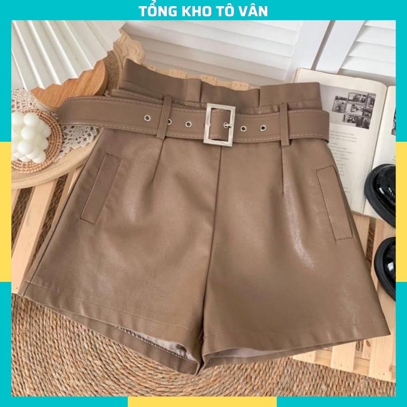 [ Giá Sỉ ] Quần sooc da nữ, quần da đai eo sang chảnh hàng loại 1 _sẵn hàng