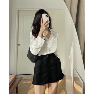 Áo sơmi lụa form rộng dáng suông basic Hàn Quốc
