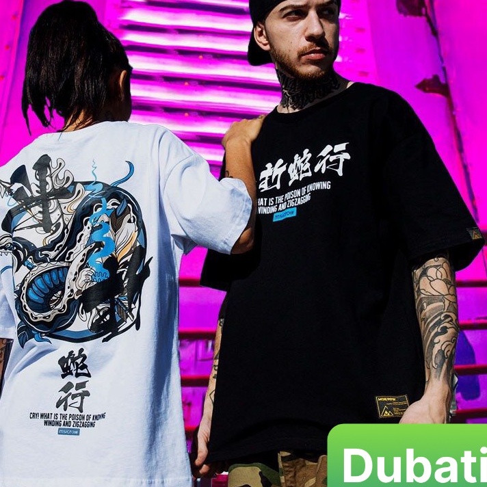 ÁO THUN NAM NỮ CON RẮN FORM RỘNG TAY LỠ HOT TREND MẠNH MẼ SÀNH ĐIỆU VẢI DÀY MIN - DUBAI FASHION