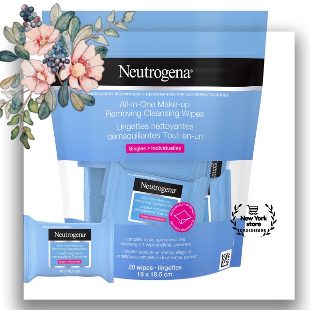 (Có bill USA). Khăn tẩy trang Neutrogena USA chính hãng gói Single