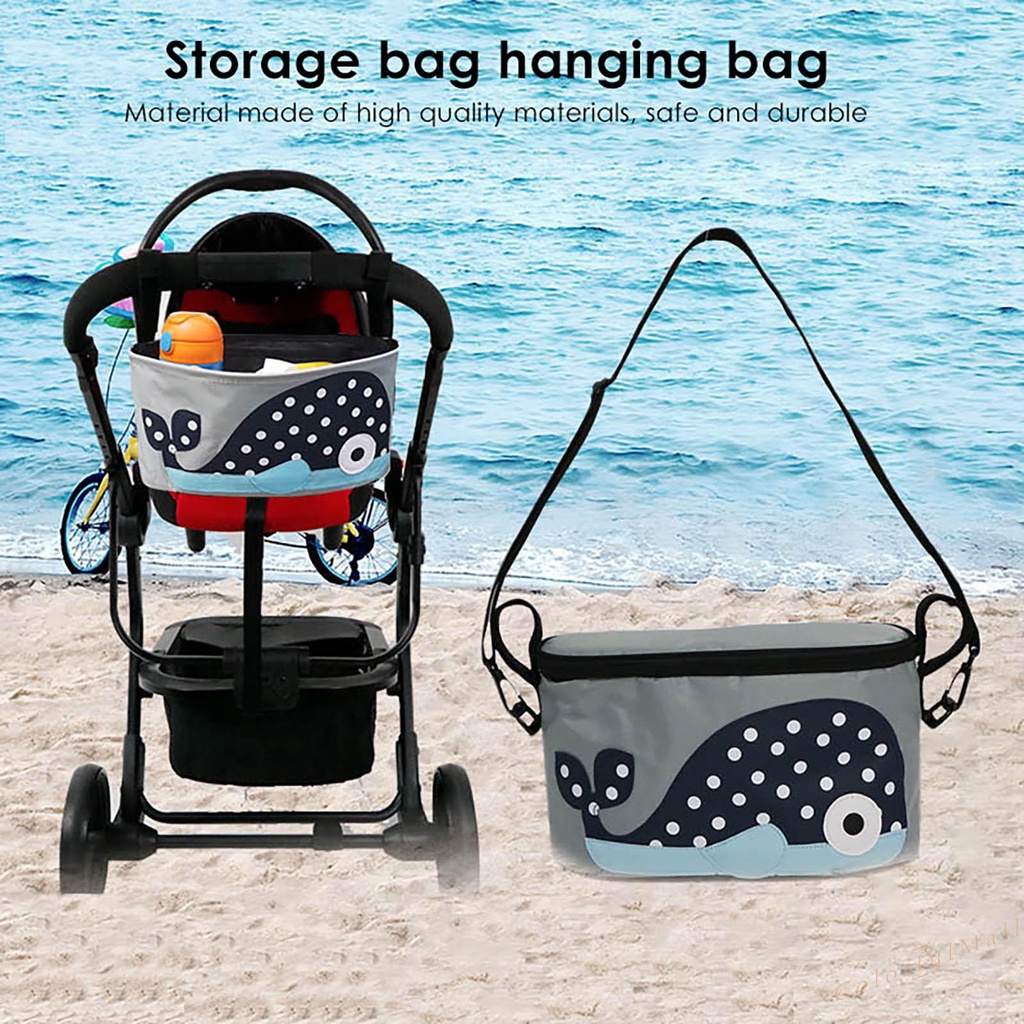 Baby Stroller Hanging Bag, Whale Pram Organizer, for Diaper, Nursing Bottle