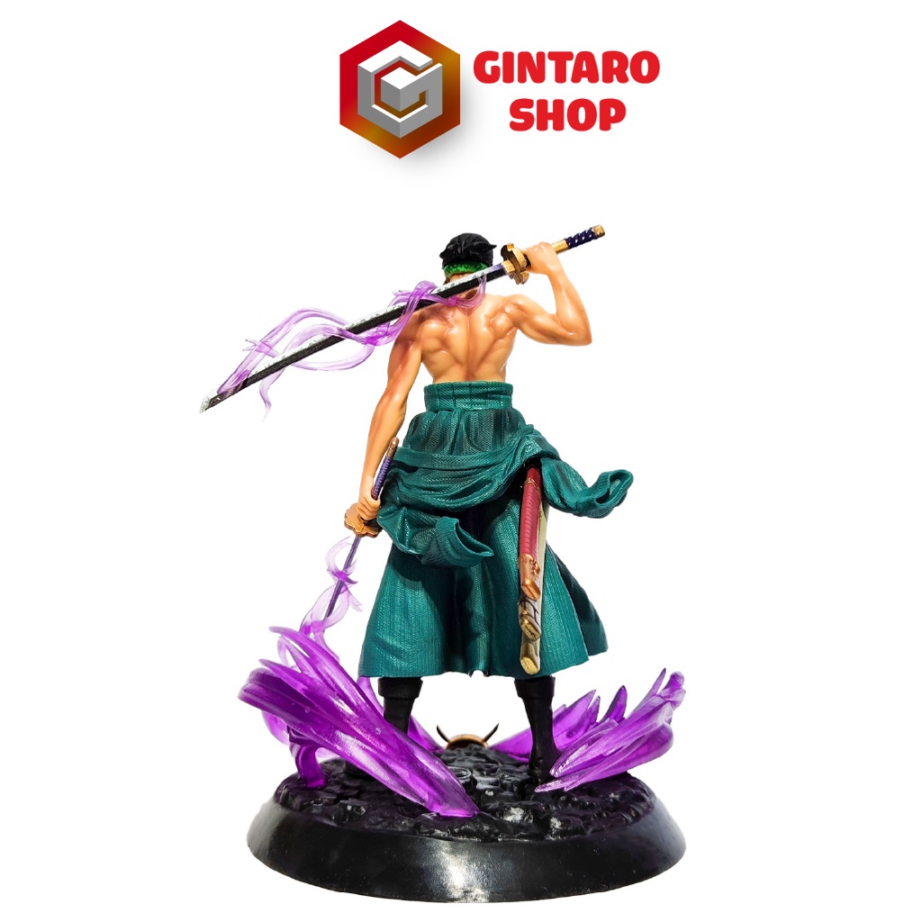 Mô hình One Piece Zoro 3 kiếm haki tư thế đứng, Mô hình nhân vật Zoro đứng có 2 đầu thay thế GINTARO SHOP