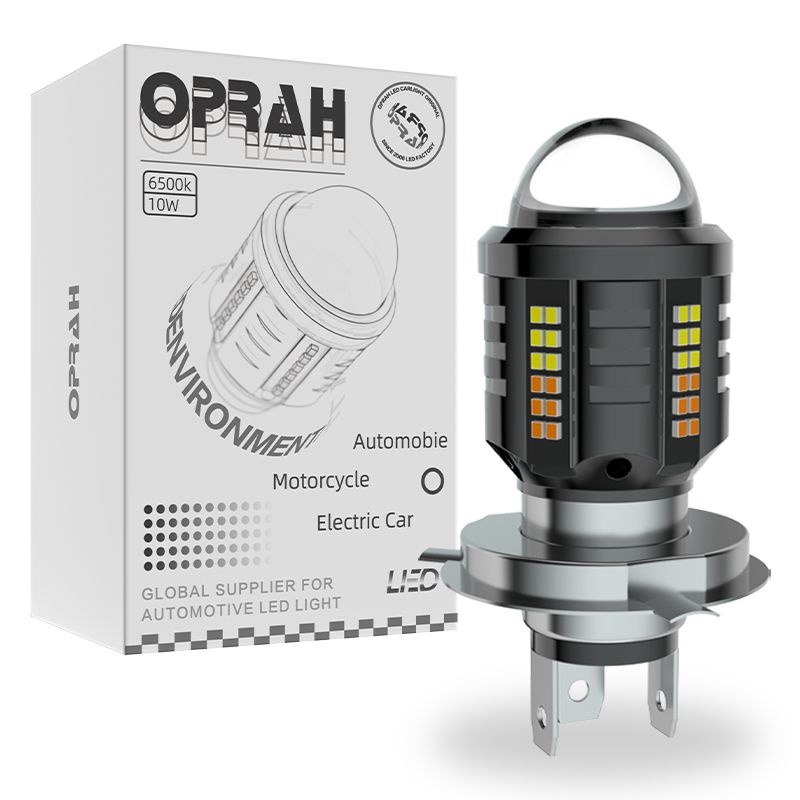 1 Đèn Pha LED T19 P15D H4 H6 BA20D Hai Màu DC12V-60V Cho Xe Mô Tô