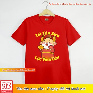 Áo thun tết con trâu Tân Sửu năm 2021 màu đỏ và trắng - Có size trẻ em M2814