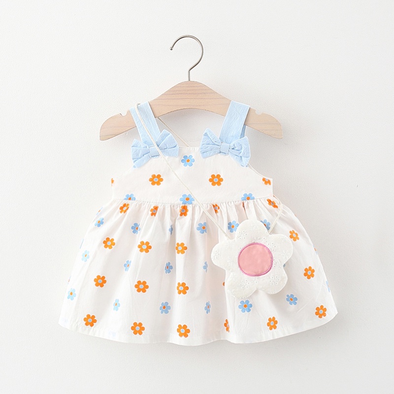 Đầm Vải Cotton In Hoa Thiết Kế Cỡ Nhỏ Thời Trang Xinh Xắn Cho Bé Gái