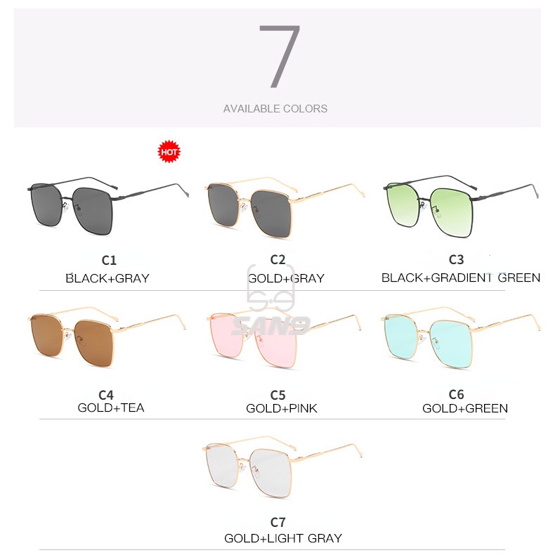 Kính Mát Gọng Vuông Kim Loại Phong Cách Hàn Quốc 2022 Mới Cho Nam Nữ