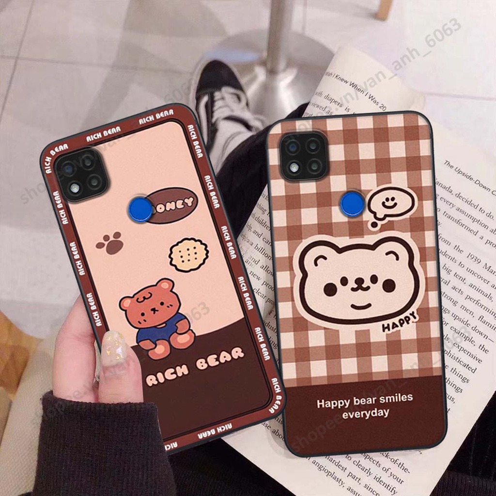 Ốp lưng Xiaomi Redmi 9C in hình hoa, gấu rich bear nghệ thuật, thời trang