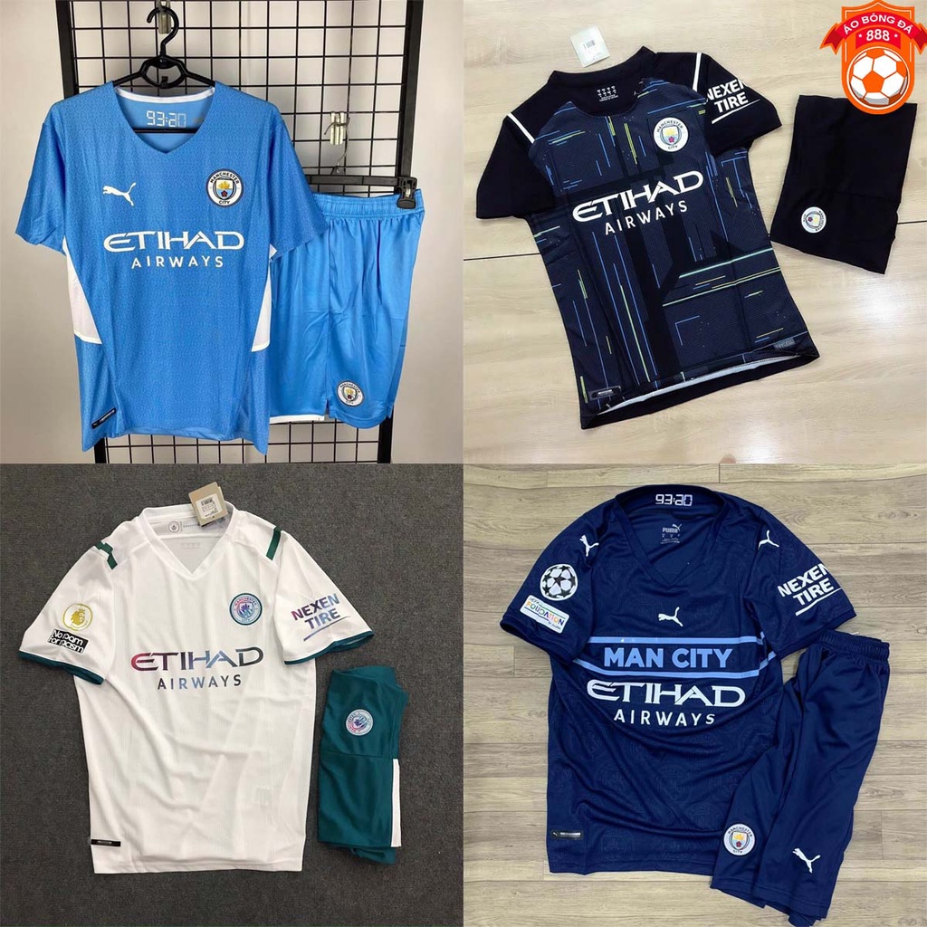 Áo Bóng Đá CLB Manchester City 2021 - Sân Nhà/Sân Khách - Chuẩn Mẫu Thi Đấu - Vải Polyester Thái Gai Lưới