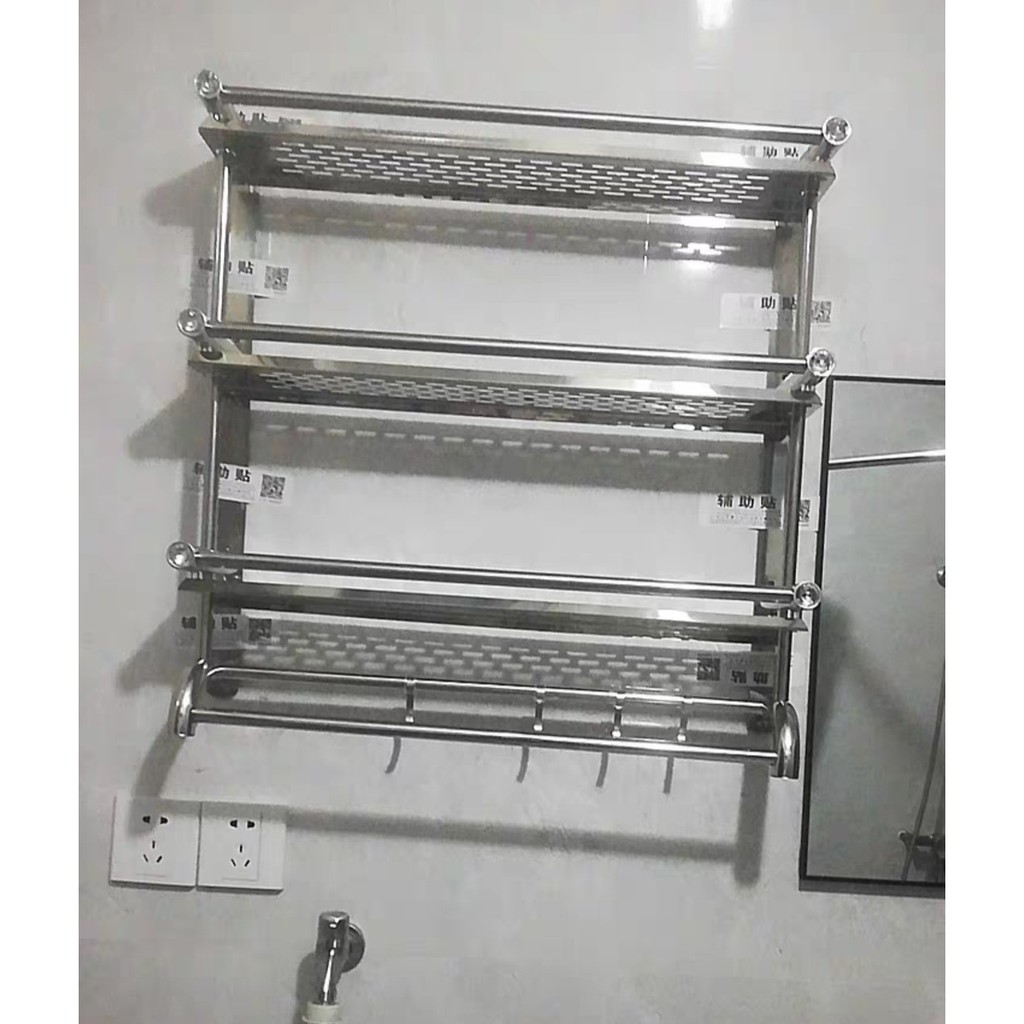 Kệ treo khăn inox 3 tầng 50cm kệ nhà tắm sang trọng thời thượng DH-PKNT008
