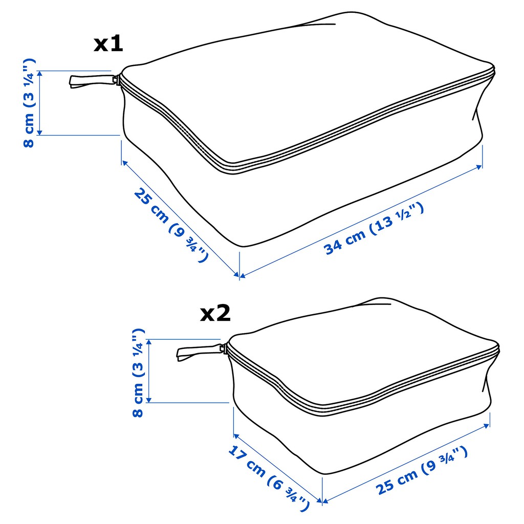 Bộ 3 túi đựng quần áo du lịch Rensare IKEA