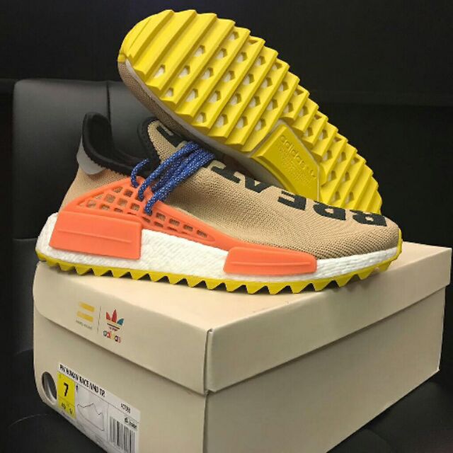 XẢ KHO BÁN RẺ (FULLBOX - CÓ SẴN) Giày thể thao NMD HUMAN RACE WALK BREATH nâu đế vàng cam cổ thấp