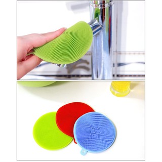 2 Miếng rửa chén silicon tiện lợi siêu bền có móc treo (11 cm)