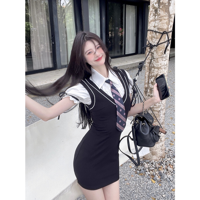 Đầm dệt kim QKOOLE dáng ôm gợi cảm thời trang Hàn Quốc cho nữ