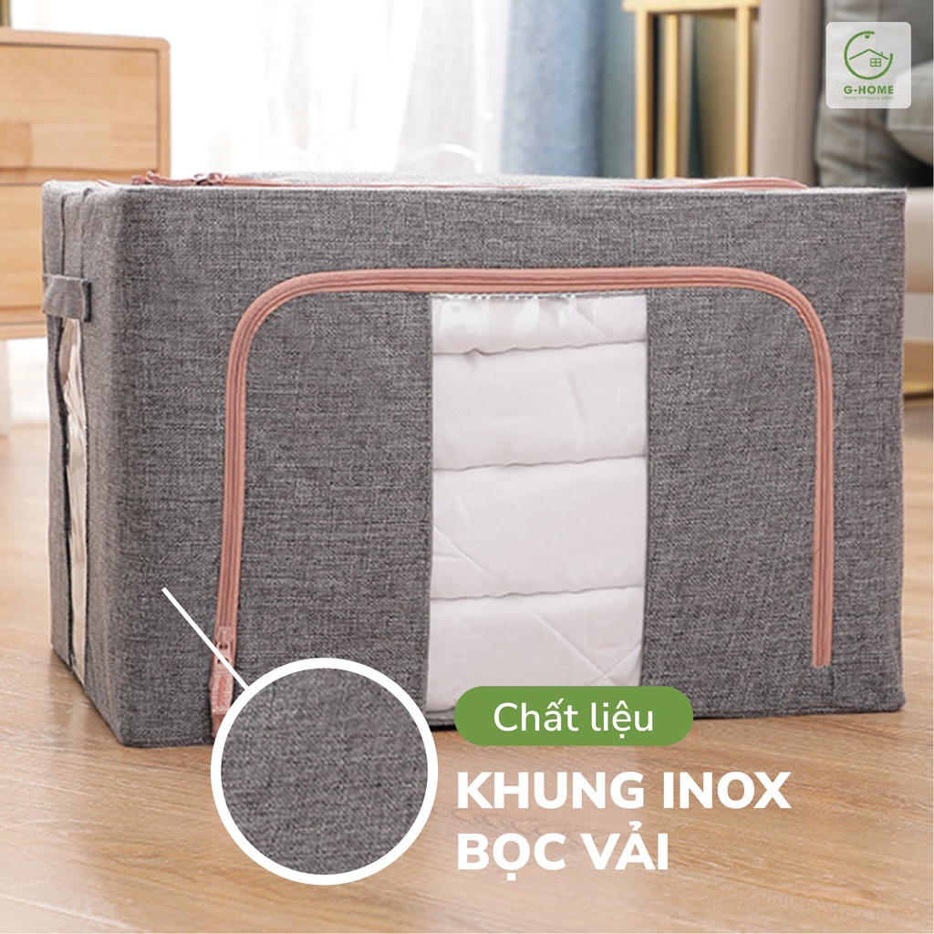 Hộp vải đựng quần áo, chăn màn HOME99 chất vải canvas chứa đồ đa năng khung thép TV09