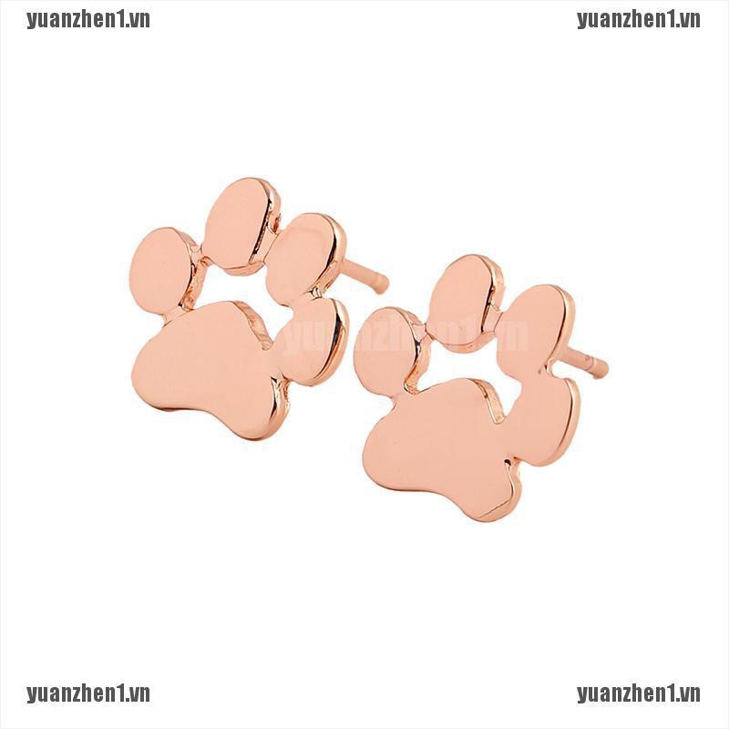 1 Đôi Bông Tai Hình Dấu Chân Chó Mèo Dễ Thương