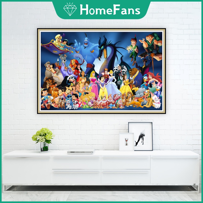 Bộ Tranh Đính Đá 5D Tự Làm Hình Nhân Vật Disney Kích Thước Lớn 90x60cm Trang Trí Nhà Cửa