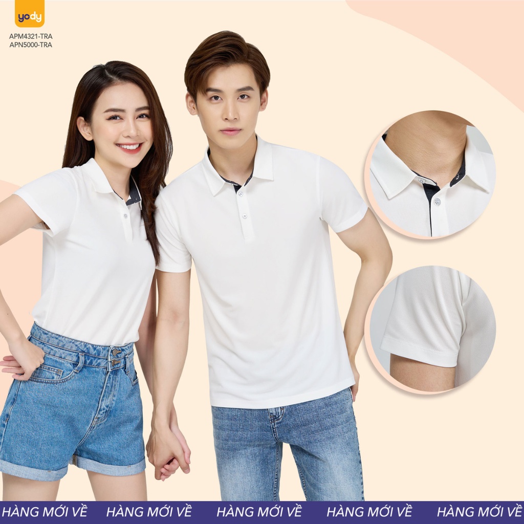 Áo phông polo nữ YODY phối nẹp vải vỏ hàu cổ đức kháng khuẩn khử mùi chống tia cực tím APN5000