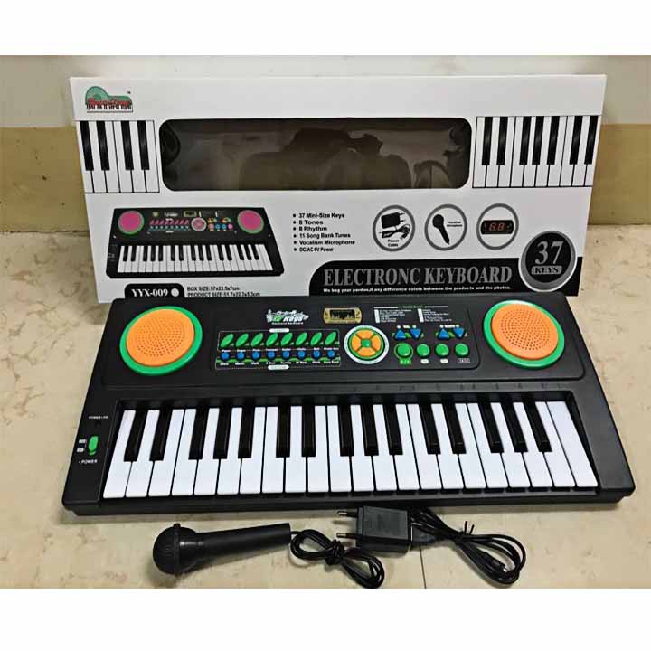 (GIÁ CỰC RẺ) Mô hình đàn piano dùng sạc điện kích thước 51.7x22.3x5.3cm có mic cho bé tập hát, có 11 bản nhạc tiếng anh