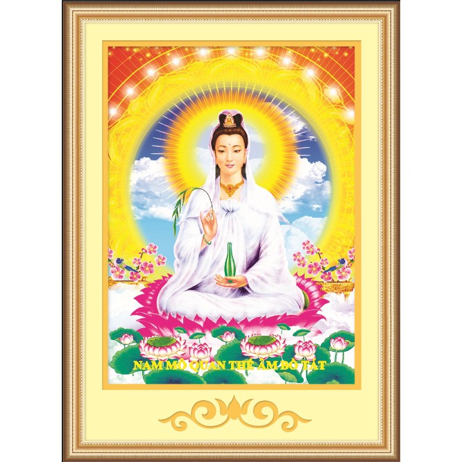 TRANH ĐÍNH ĐÁ Phật Bà Quan Thế Âm Bồ Tát 3D Ailuo 77571 |45x60cm| - Chưa đính