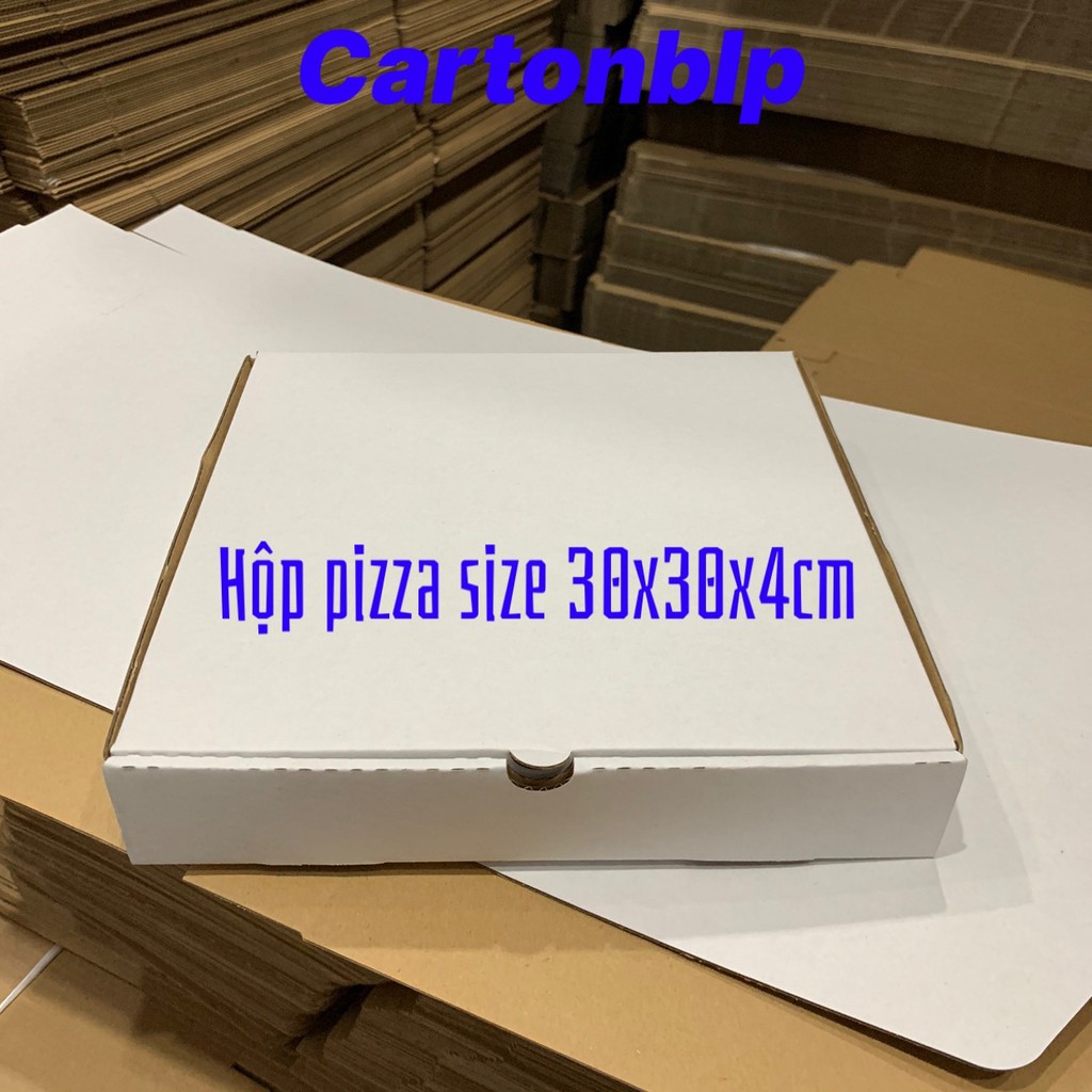 Hộp carton đựng bánh pizza size 30x30x4cm màu trắng bộ 20 hộp