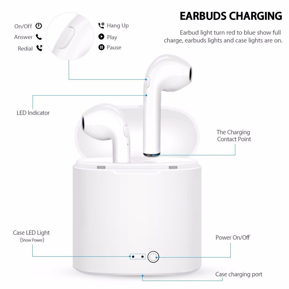 Tai nghe không dây kết nối Bluetooth kiểu dáng Airpod i7 TWS kèm hộp sạc | BigBuy360 - bigbuy360.vn