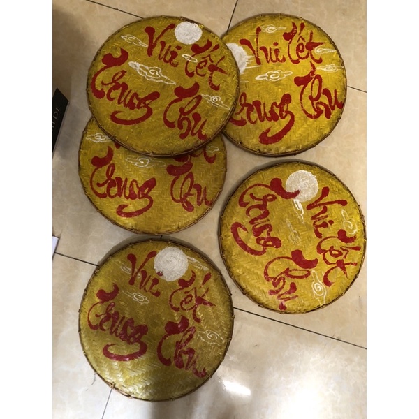 Mẹt tre chữ thư pháp viết tay trang trí trung thu cỡ 40cm