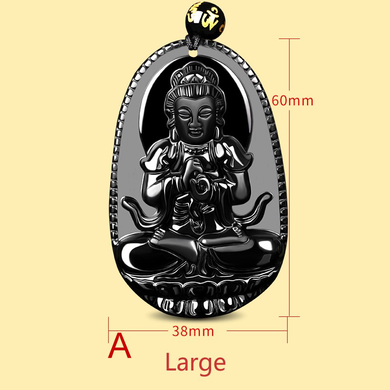 Mặt Dây Chuyền Đá Obsidian Tự Nhiên Hình Phật Độc Đáo