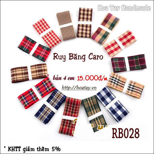 Ruy Băng Caro RB028 bản 4cm dùng trang trí nón mũ, túi xách.