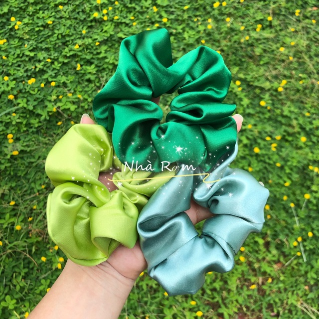 Com bo 4 dây buộc tóc scrunchies phi bóng siêu xinh